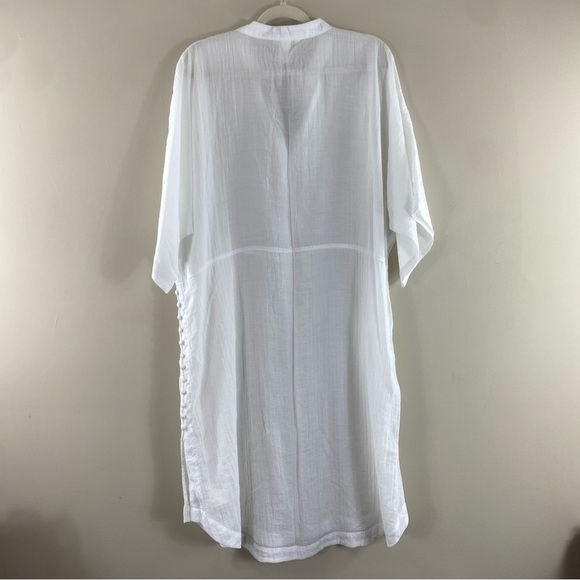 H&M Women’s White Gauzy Lightweight Button-Front Kaftan Cover-Up Sz 14 - Picture 5 of 12